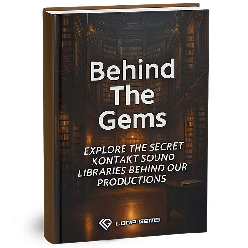 Book titled 'Behind The Gems' by Loop Gems with a dark cover and gold accents.