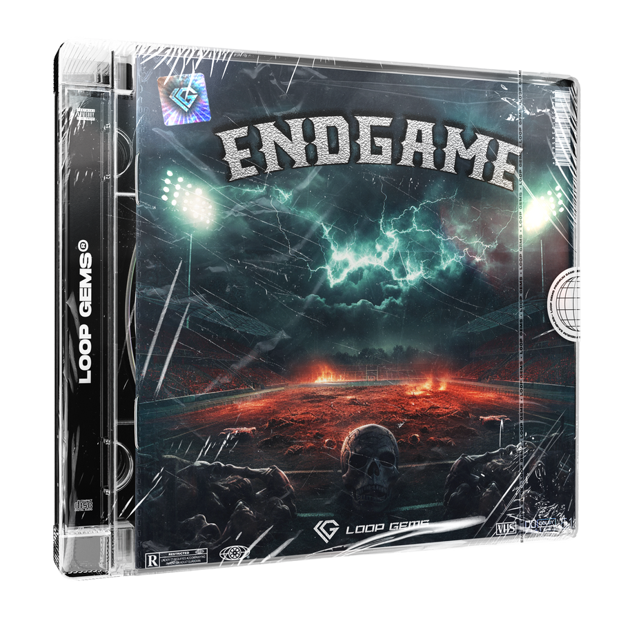 Product packaging with 'ENDGAME' text and a dramatic landscape design.