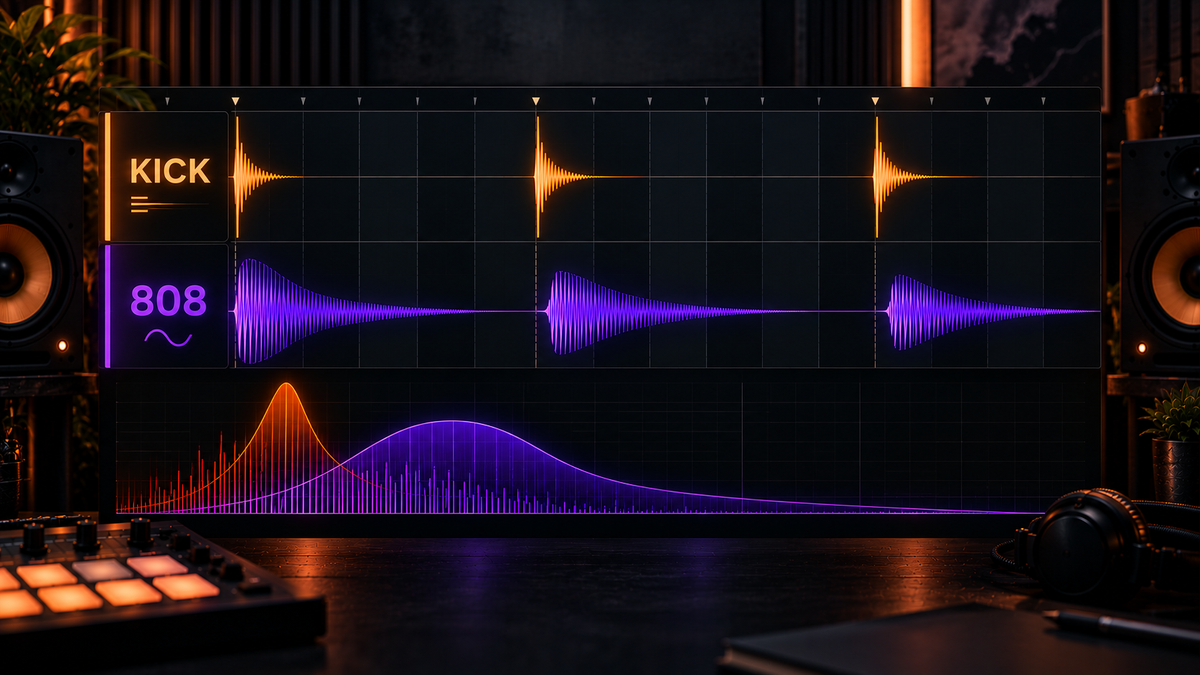 Kick transient and 808 sustain working together in a trap beat